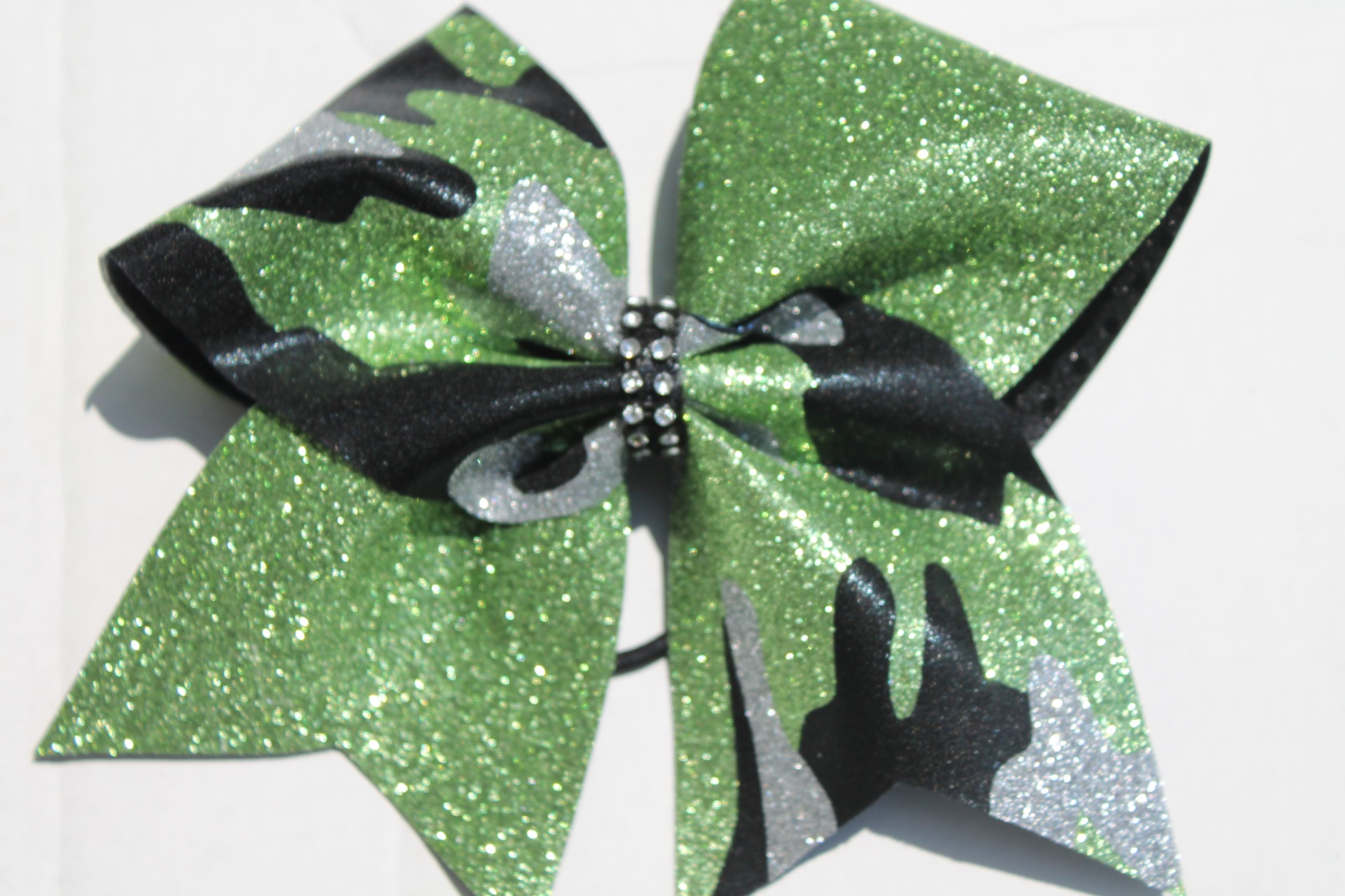 Glitter Camo Bow Half Rhinestone Glitz