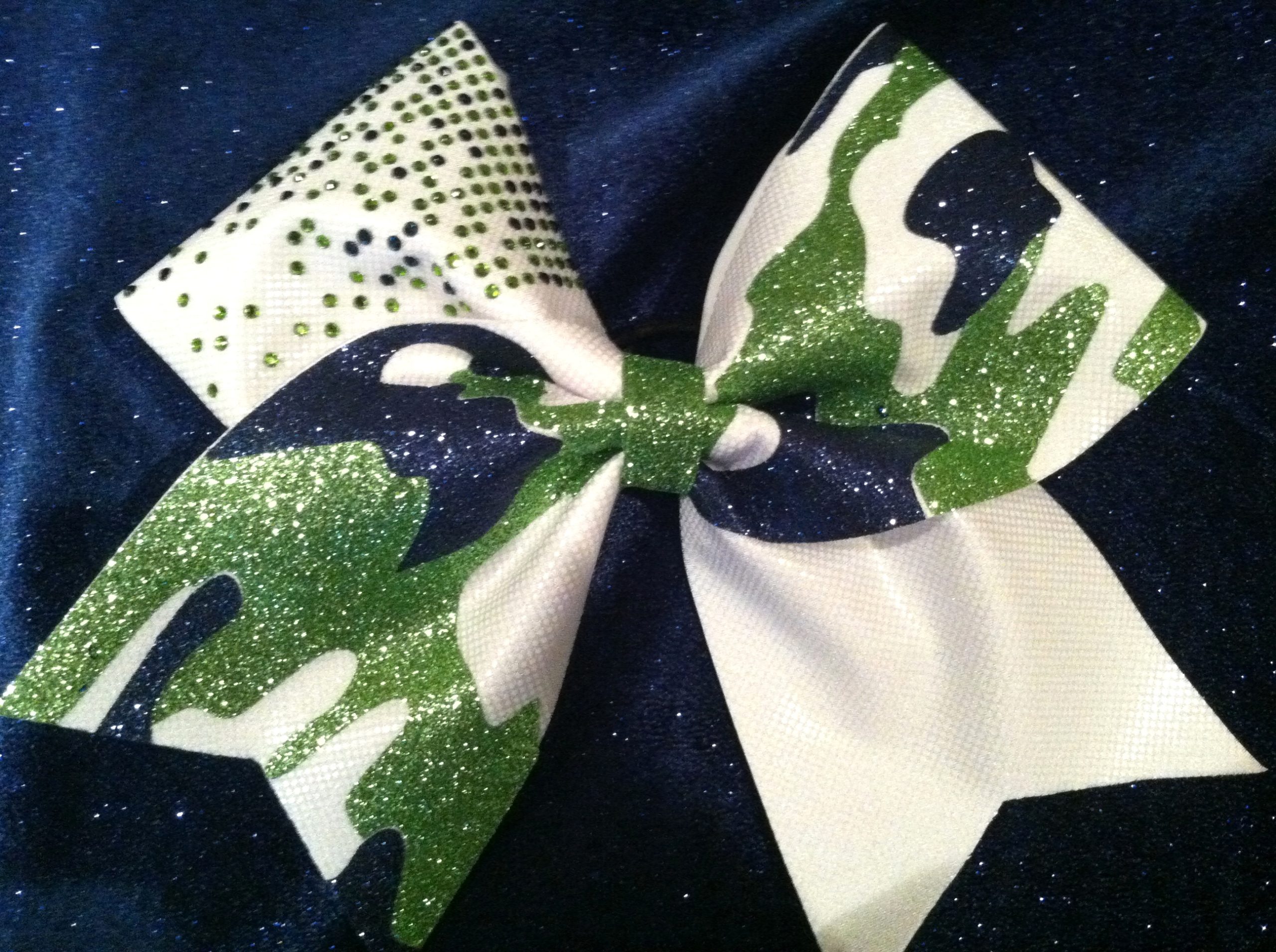 Glitter Camo Bow Half Rhinestone Glitz