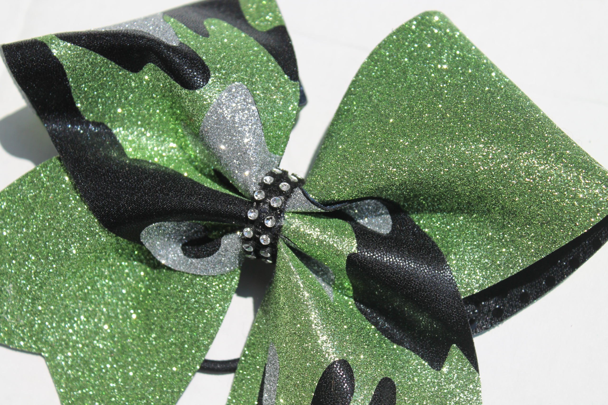 Glitter Camo w/Chevron Bow Half Rhinestone Glitz
