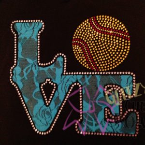 SOFTBALL LACE LOVE RHINESTONE TEE or TANK