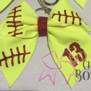 Softball with laces and jersey # keychain