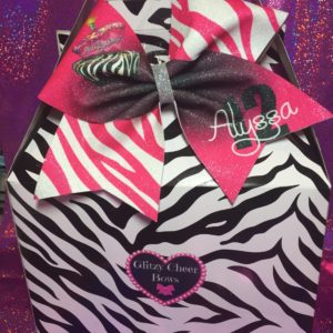 Neon Pink Zebra Happy Birthday Box of Bows