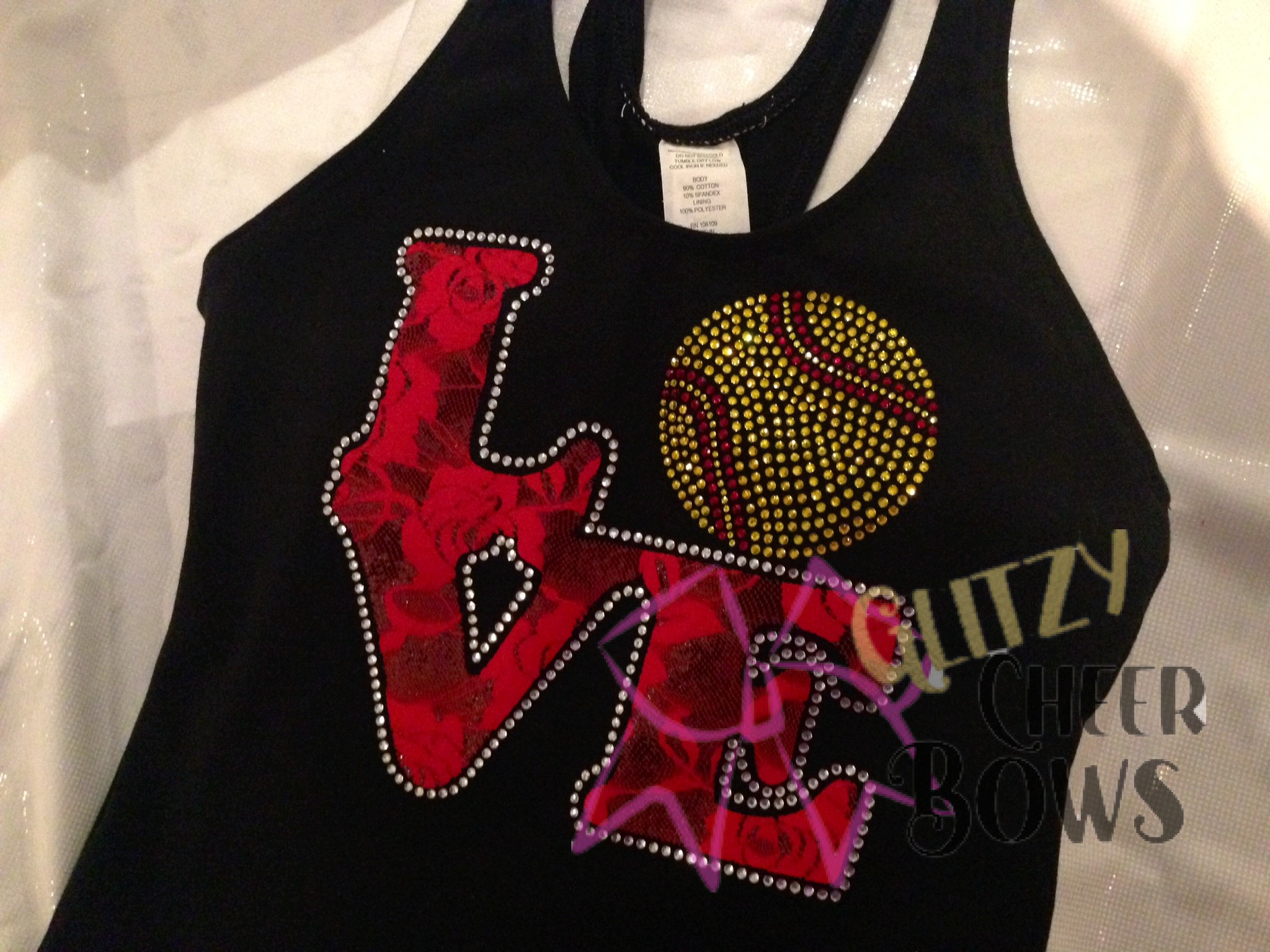 SOFTBALL LACE LOVE RHINESTONE TEE or TANK