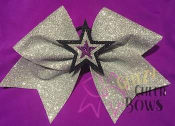 SOLID GLITTER BOW WITH 3 COLOR STAR  3D CENTER